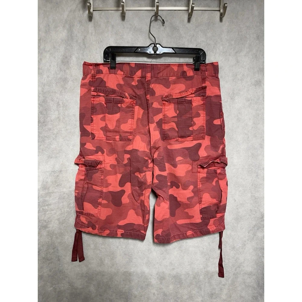 Southpole Shorts Men's 36 Red Camo Ripstop Cargo Red Label Utility Casual 12